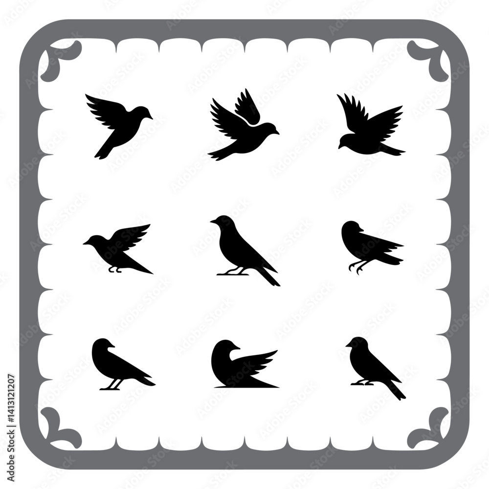 Obraz premium Elegant Bird Silhouettes Collection