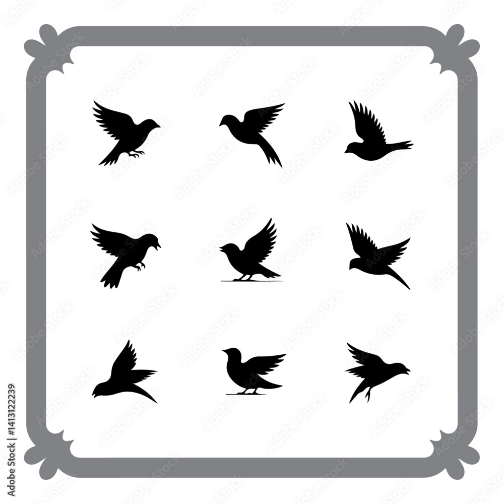 Obraz premium Birds in Flight and Rest – Graphic Set
