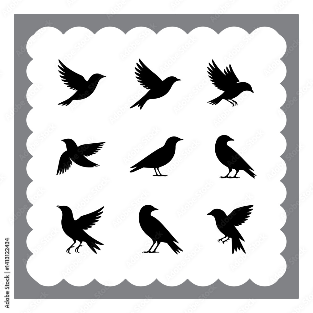 Obraz premium Abstract Bird Set – Vector Silhouettes