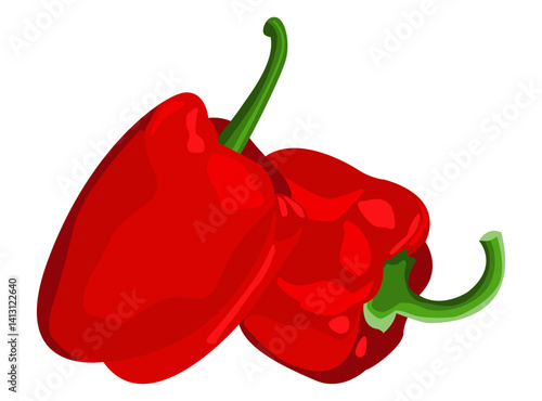 Sweet red bell peppers isolated on white. Tasty bell peppers in flat style. Vector illustration