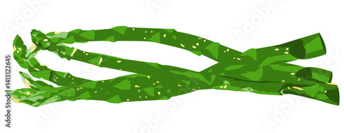 Hand drawn green asparagus isolated on a white background. Tasty fresh plant in flat style. Vector illustration.