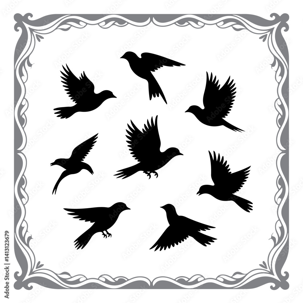 Obraz premium Avian Silhouettes for Print and Web