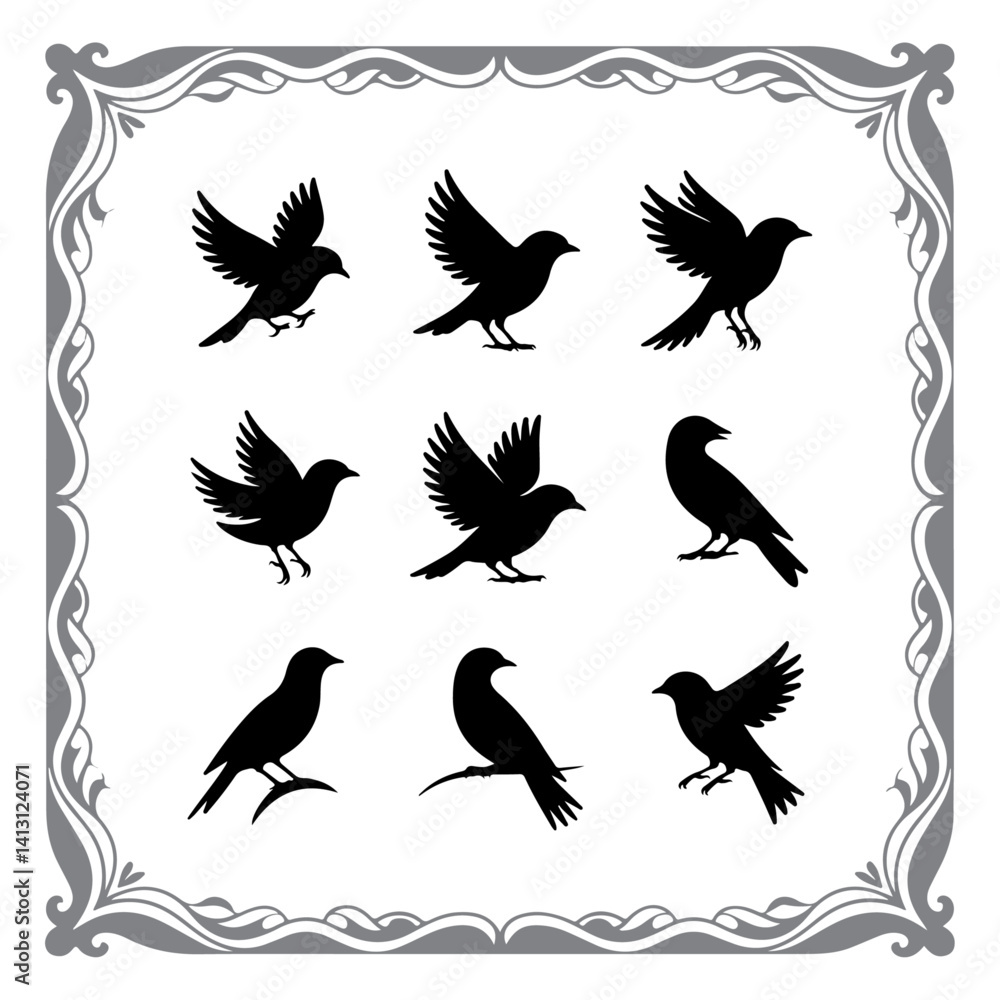 Obraz premium Clean Vector Birds – Silhouette Style