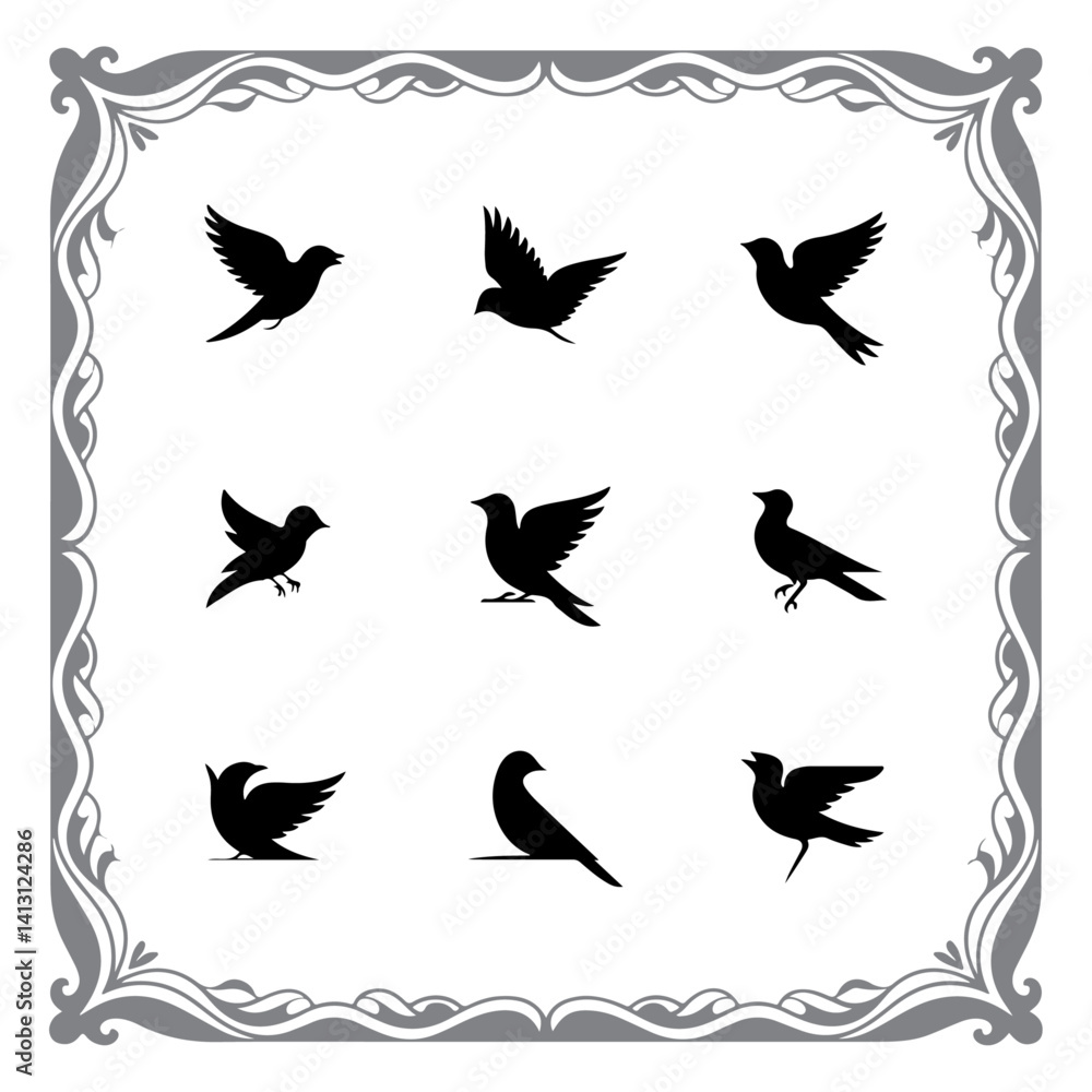 Fototapeta premium Silhouette Compilation of Wild Birds