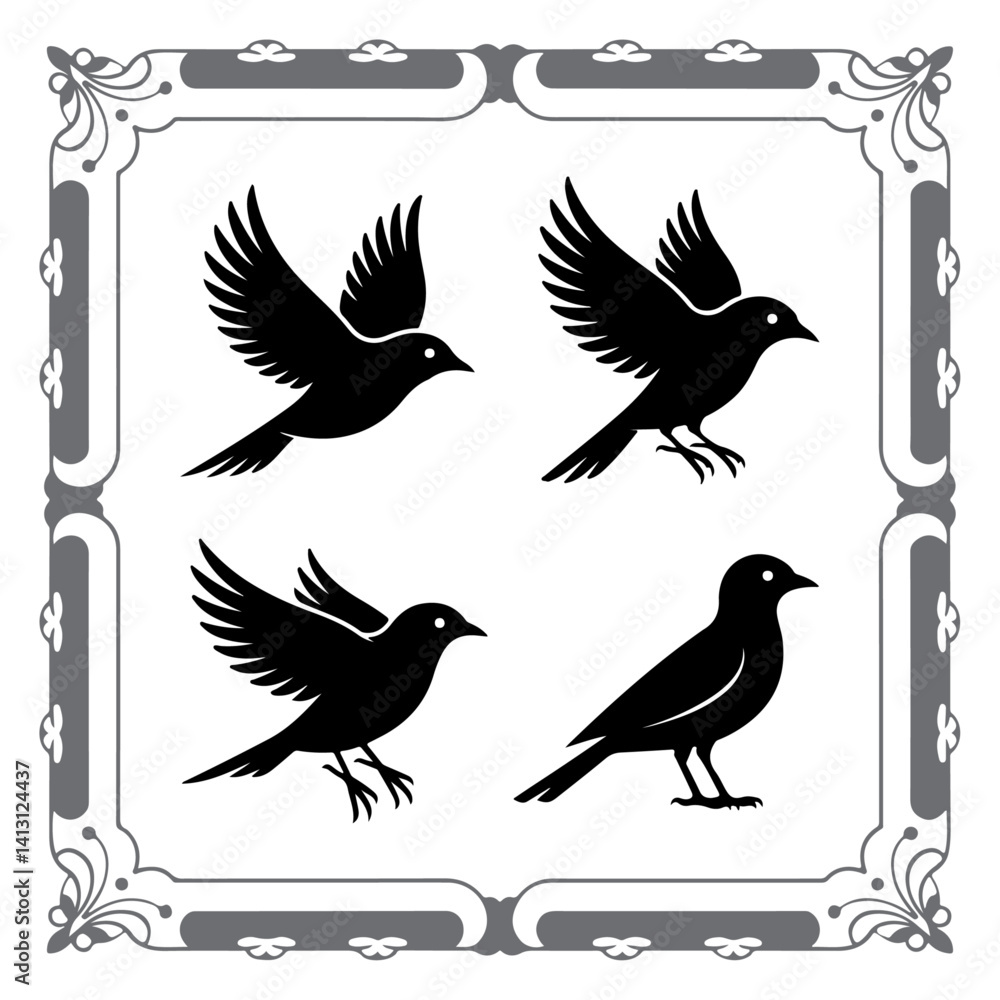 Fototapeta premium Silhouette Compilation of Wild Birds