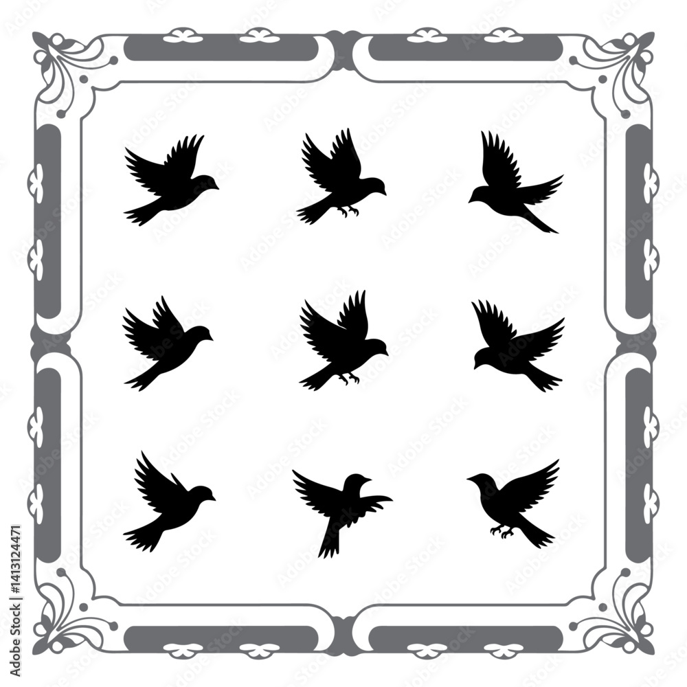 Fototapeta premium Classic Bird Shapes for Digital Art