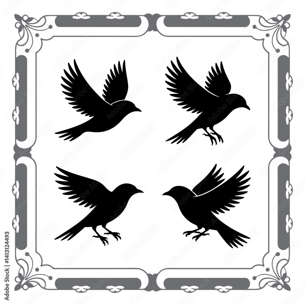 Fototapeta premium Classic Bird Shapes for Digital Art