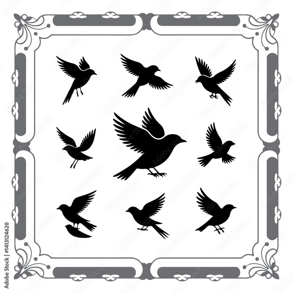 Fototapeta premium Classic Bird Shapes for Digital Art