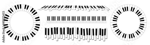 Piano keys decorative design elements