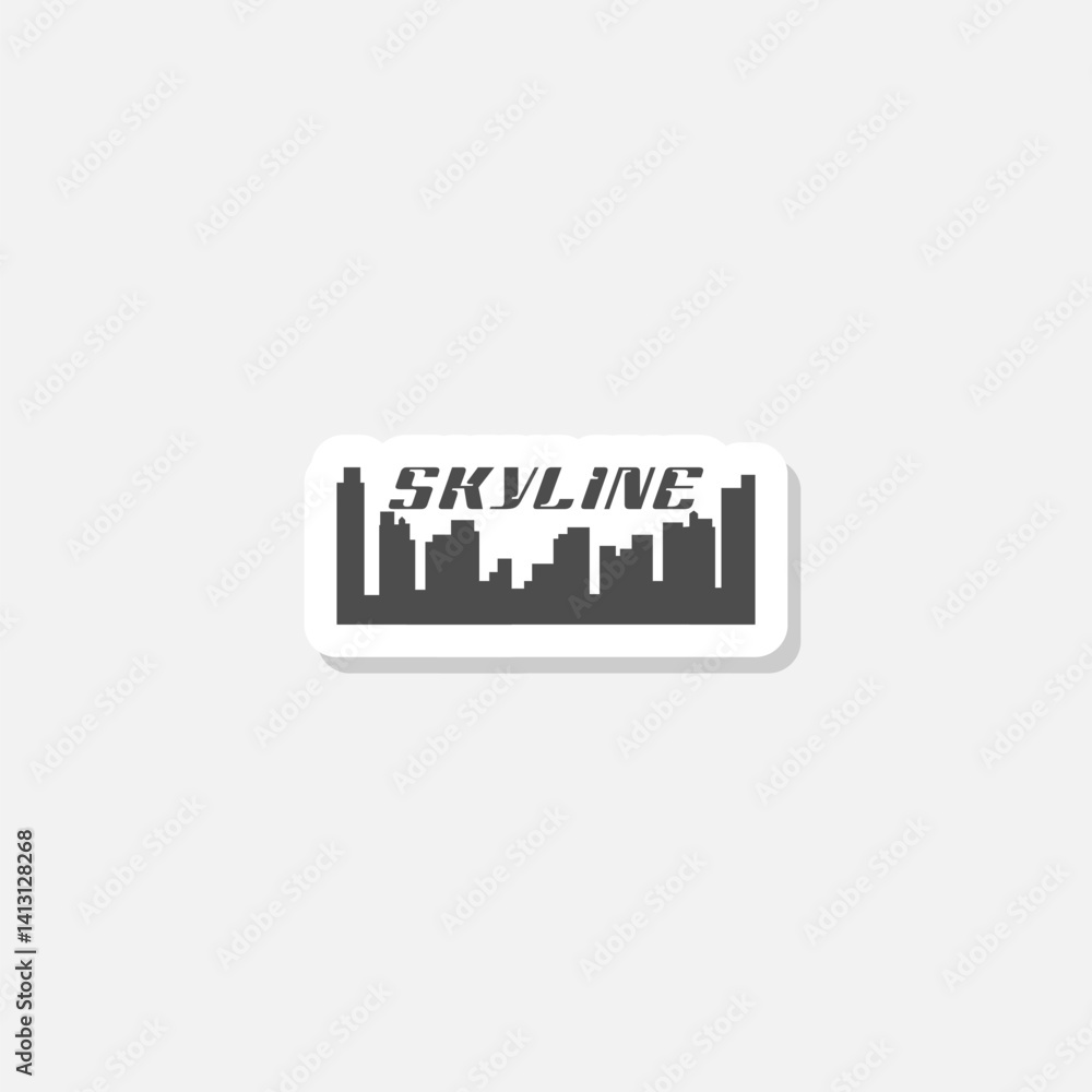 City skyline word icon sticker isolated on gray background City skyline word icon sticker isolated on gray background