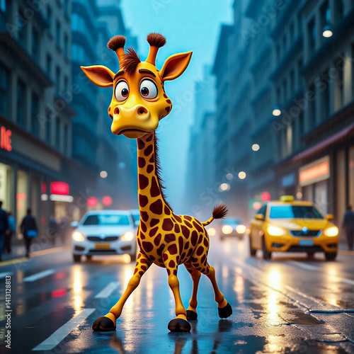 giraffe in the Road