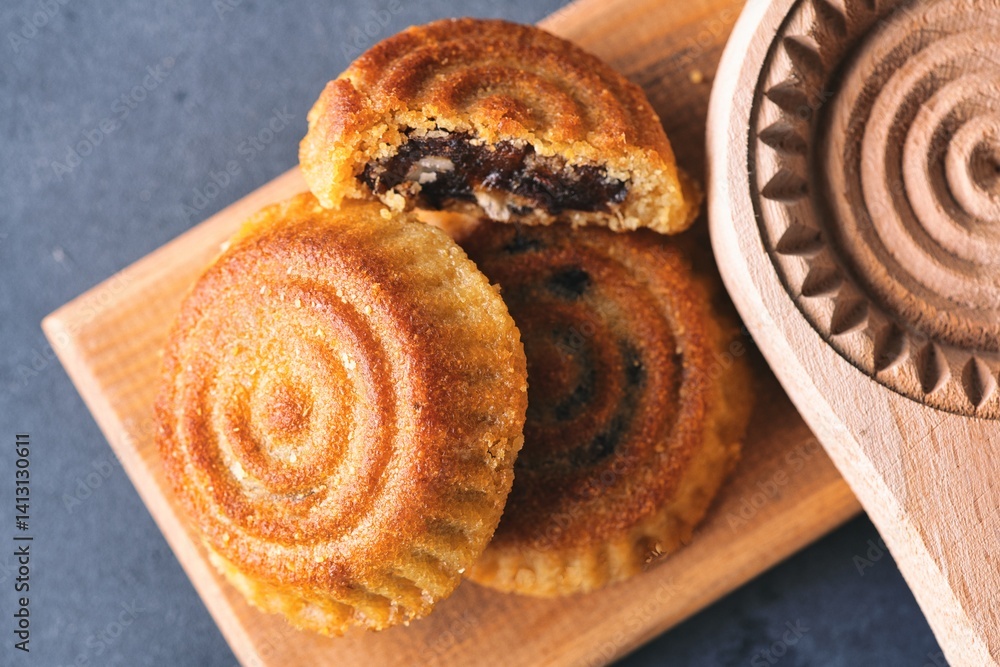 Turkish dessert mamul with date fruit