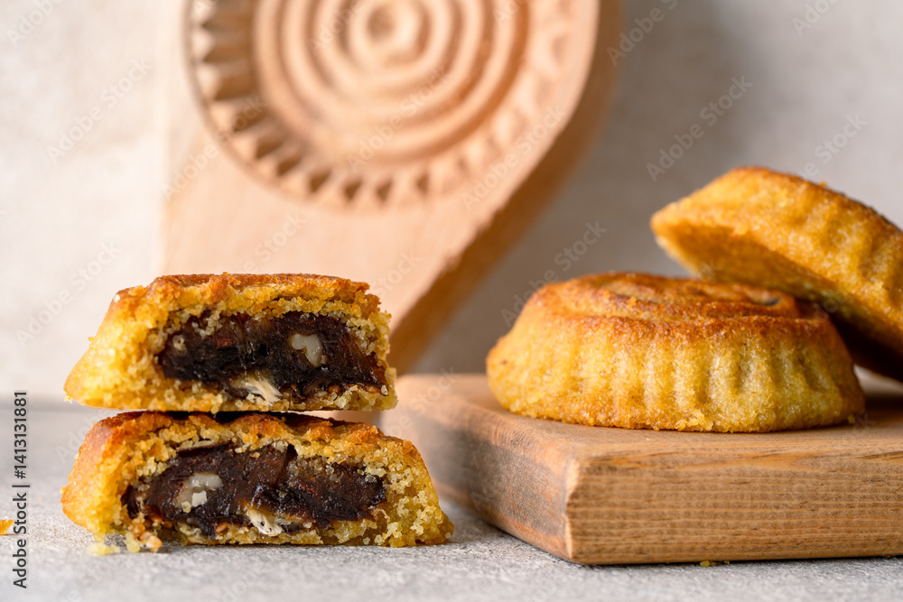 Turkish dessert mamul with date fruit