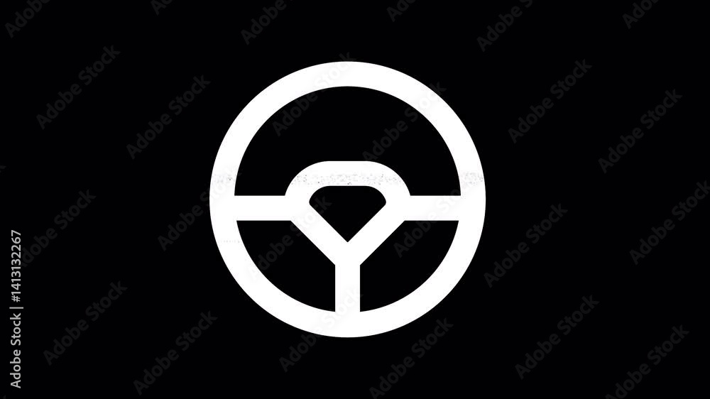 Icon steering wheel is distorted. Glitch. Noise, chromatic aberration, geometric distortion. Transparent background, looped. In-Out looped. Alpha BW at the end Icon steering wheel is distorted. Glitch. Noise, chromatic aberration, geometric distortion. Transparent background, looped. In-Out looped. Alpha BW at the end