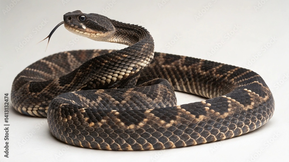 Obraz premium Arizona Black Rattlesnake on studio background 