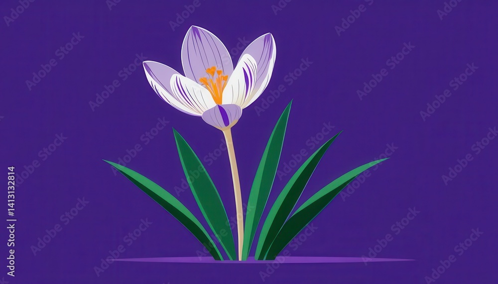 Fototapeta premium Elegant White Flower Blooming on Purple Background