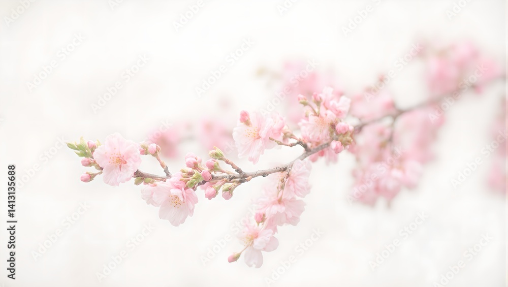 Delicate peach blossoms on a branch against a serene background capturing the essence of springs beauty Perfect for nature lovers and spring concepts Delicate peach blossoms on a branch against a serene background capturing the essence of springs beauty Perfect for nature lovers and spring concepts
