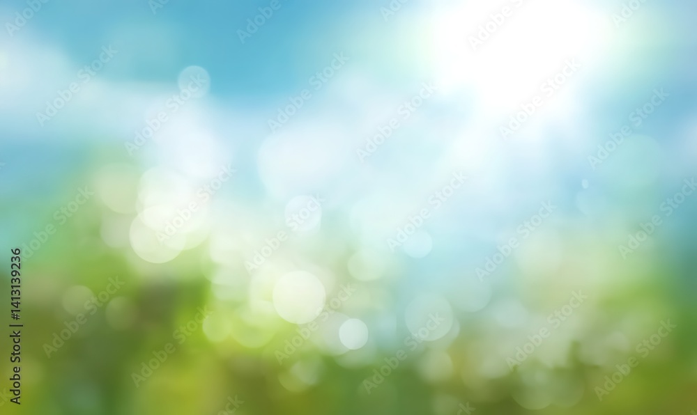 Blurred Natural Serenity. A soft-focused scene blending blue sky and green ground with light spots. Used in posters, websites, or wellness content. Blurred Natural Serenity. A soft-focused scene blending blue sky and green ground with light spots. Used in posters, websites, or wellness content.