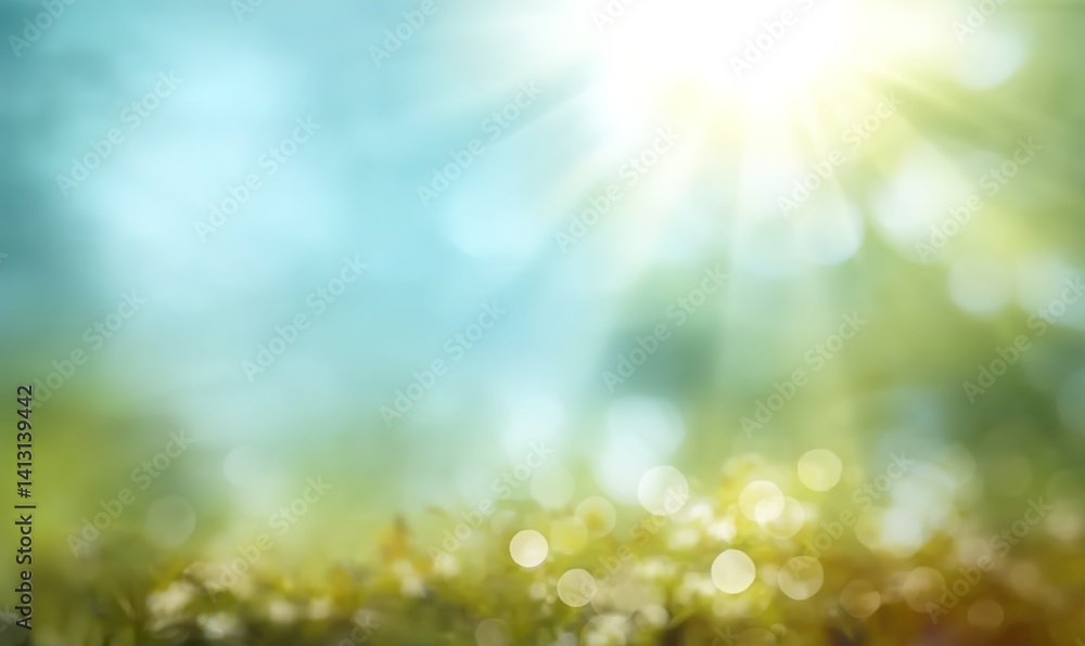 Blurred Natural Serenity. A soft-focused scene blending blue sky and green ground with light spots. Used in posters, websites, or wellness content. Blurred Natural Serenity. A soft-focused scene blending blue sky and green ground with light spots. Used in posters, websites, or wellness content.