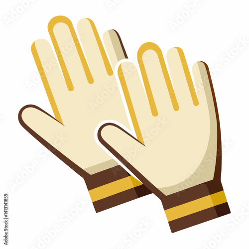 Vector Illustration Of Retro Style Gloves With Brown And Yellow Accents