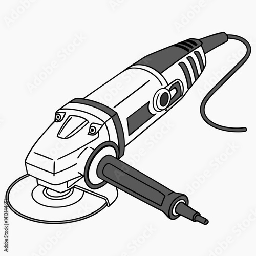 Illustration Of An Angle Grinder Hand Tool For Metal Or Stone Work