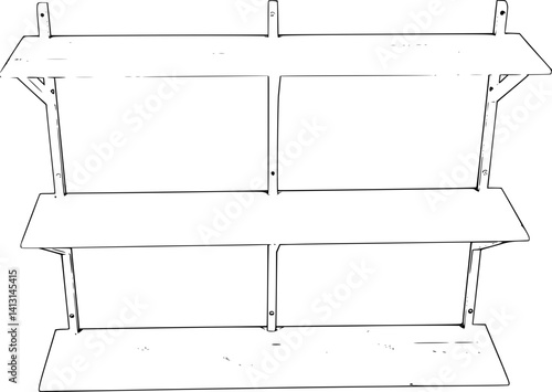 Wooden bookshelf line art