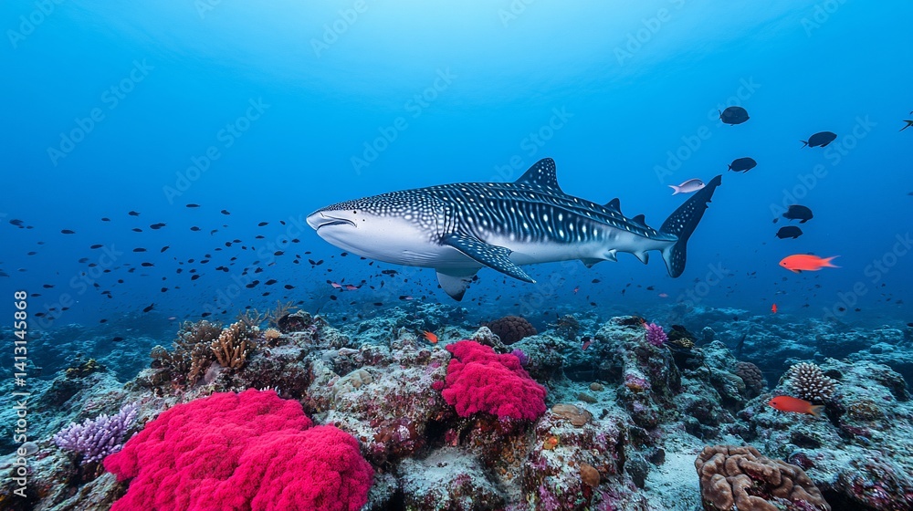 Obraz premium Oceanic predator amidst coral reef