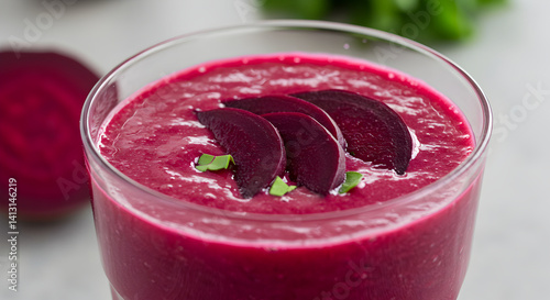 Wallpaper Mural Fresh Beetroot Smoothie Garnished With Slices in a Glass for Healthy Eating Torontodigital.ca