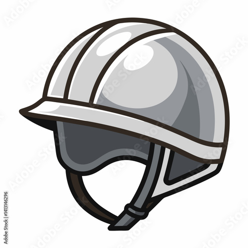 Silver Jockey Helmet Racing Equipment Cartoon Illustration For Sportswear Protection