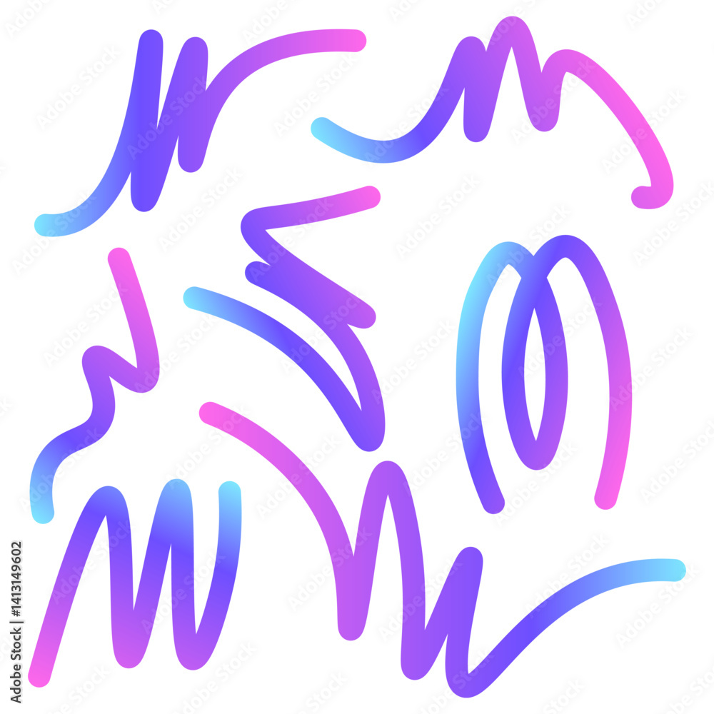 Fototapeta premium Abstract wavy gradient color lines set