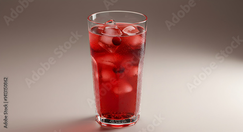 Wallpaper Mural Refreshing Cranberry Juice With Ice Cubes In A Glass On Neutral Tone Torontodigital.ca