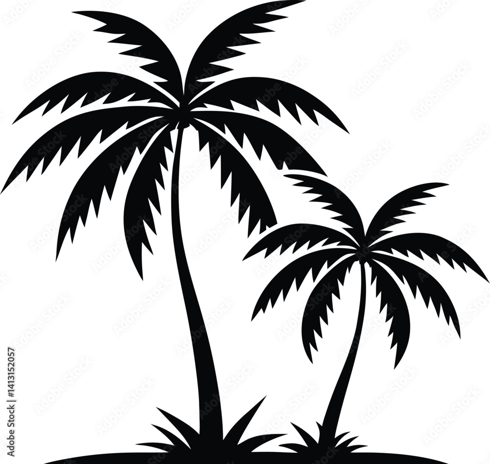 Tropical beach summer nature palm tree silhouette vector Tropical beach summer nature palm tree silhouette vector