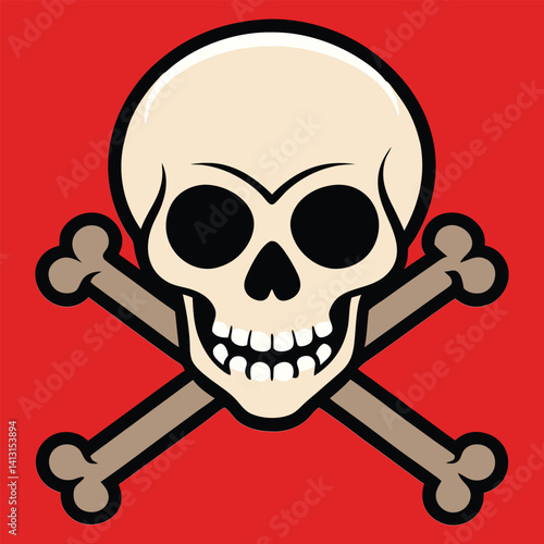 Skull and crossbones pirate flag, a vector symbol of death and danger