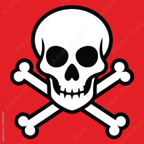 Skull and crossbones pirate flag, a vector symbol of death and danger