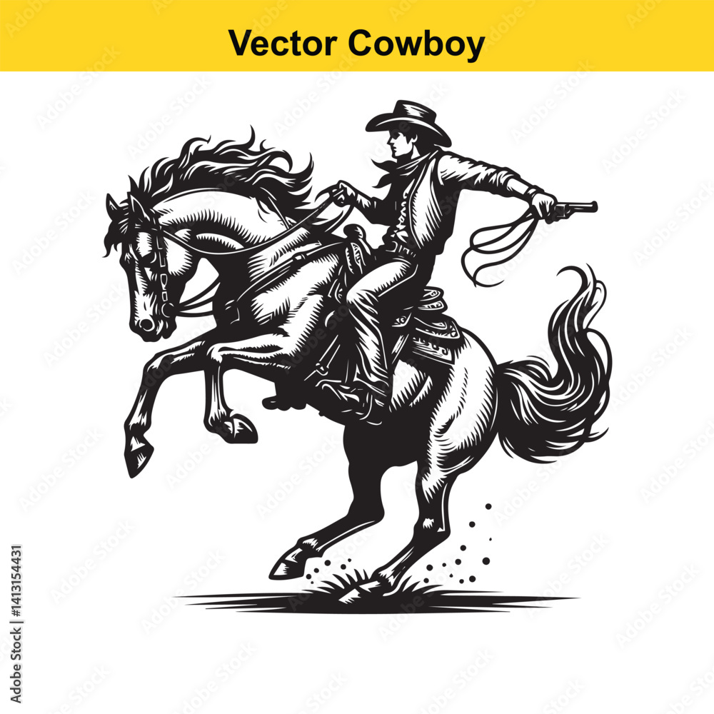 Fototapeta premium A cowboy baking horse 