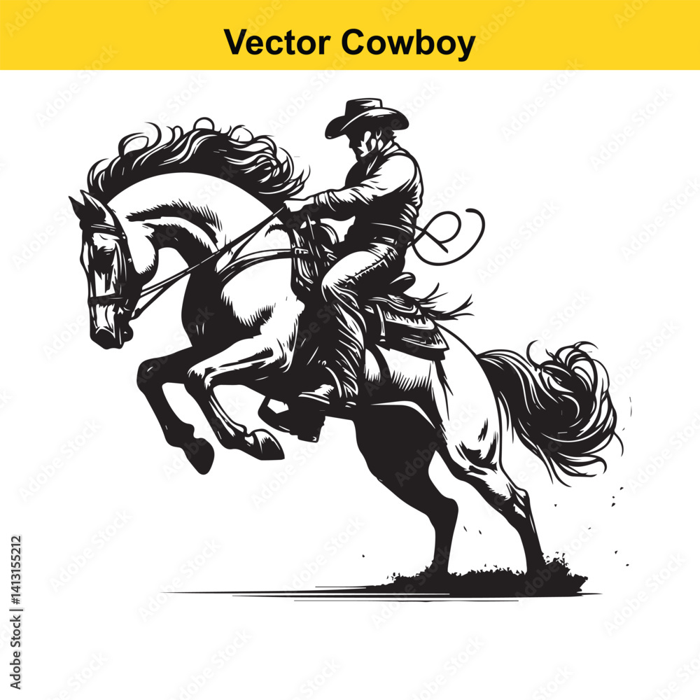 Obraz premium A cowboy baking horse 