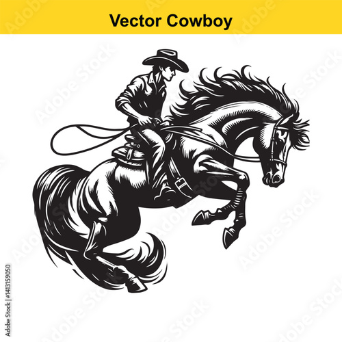 A cowboy baking horse	