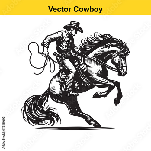 A cowboy baking horse	