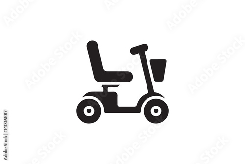 simple mobility scooter silhouette icon vector isolated in white background	