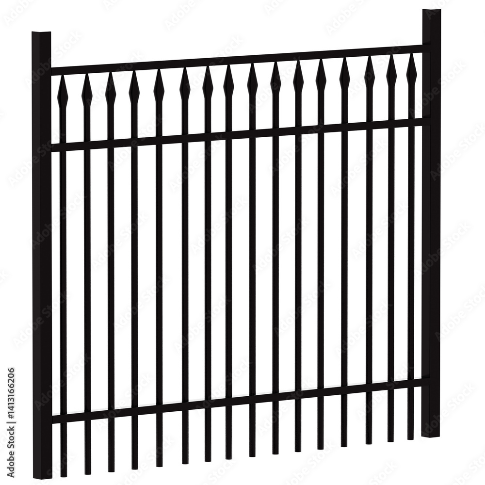 3d render black metal fence with transparent background 3d render black metal fence with transparent background