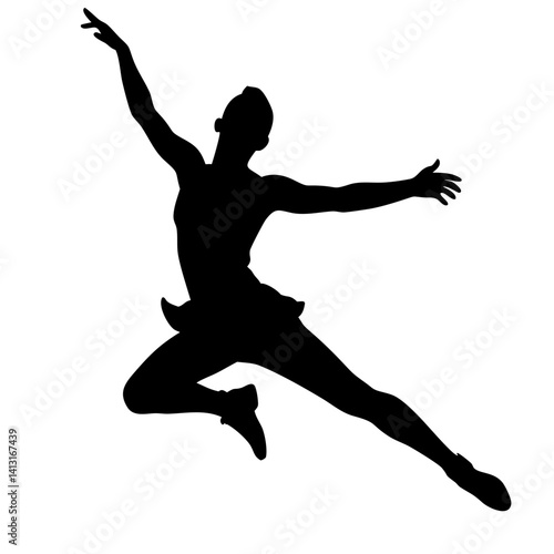 Ballet Jumping Dancer isolated on white background