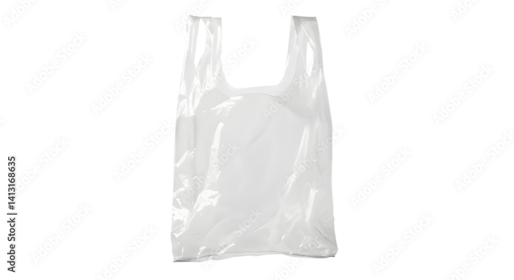 White plastic bag isolated on white, a blank disposable packaging object White plastic bag isolated on white, a blank disposable packaging object
