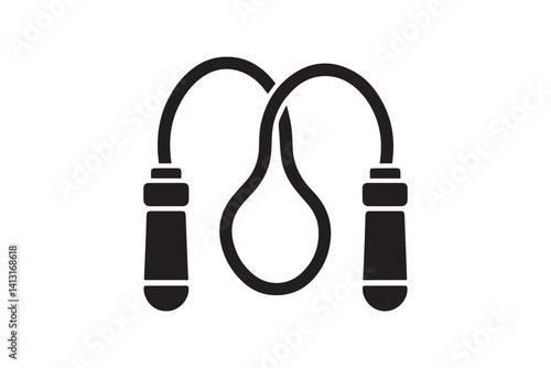 Skipping rope vector silhouette isolated in white background