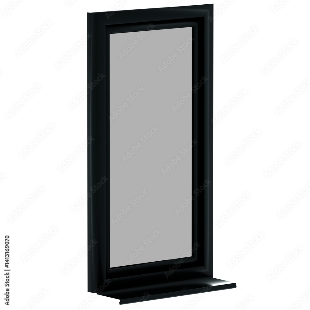 3d render black sliding window with transparent background 3d render black sliding window with transparent background