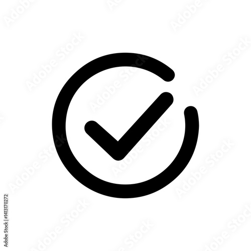 Black Checkmark Done Icon with Thick Check Inside Circle