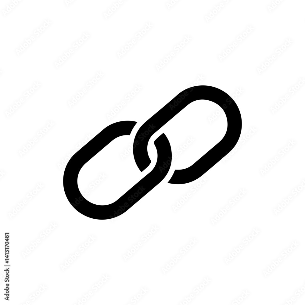 Link Chain Icon Two Interlocked Loops Black Filled Link Chain Icon Two Interlocked Loops Black Filled