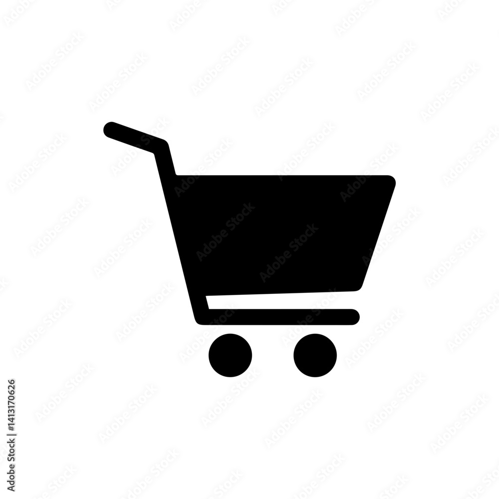 Shopping Cart Icon Two Wheels and Handle Black Filled Shopping Cart Icon Two Wheels and Handle Black Filled