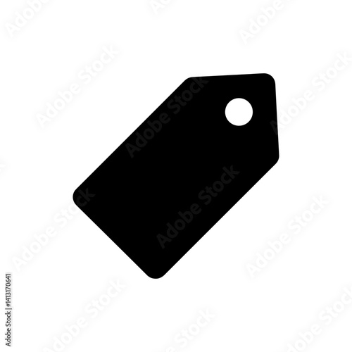 Black Pricetag Icon with Hole - Label for Pricing or Discount