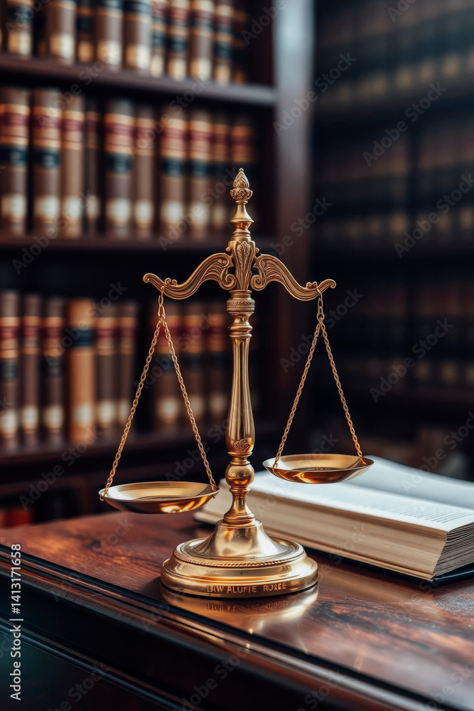Golden Scales of Justice in Law Office