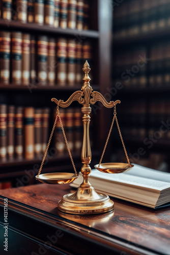 Golden Scales of Justice in Law Office